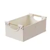 Caja de Almacenamiento de Algodón y Lino Tianshan Estilo Cajón con Asa de Madera Plegable Lavable para Ropa Organización en Capas Cesta de Almacenamiento Estilo Japonés