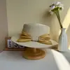 Sombrero de Paja con Lazo de Copa Plana para Mujer, Estilo Japonés, Nuevo Modelo de Verano, Sombrero de Viaje para Playa, Sombrero con Protección Solar, Sombrero Tejido de Paja
