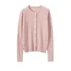 Nuevo Cárdigan de Punto de Cachemira con Cuello Redondo de Otoño e Invierno para Mujer, Manga Larga, Patrón Trenzado, Color Sólido, Suave Abrigo Superior