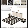 Cama de Hierro Forjado Colgante para Dormitorio del Hogar, Cama Doble Moderna Minimalista con Estructura de Listones, Reforzada y Engrosada, Cama con Revestimiento Suave para Viviendas de Alquiler