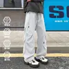 Pantalones de Esquí Impermeables con Forro de Terciopelo para Otoño e Invierno para Hombre, Marca de Moda, Pantalones Cargo Rectos Holgados para Exteriores, Pantalones Casuales Gruesos