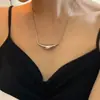 Acero Inoxidable Estilo Francés Nicho Minimalista Collar de Acero de Titanio, Diseño de Nicho de Lujo Ligero, Cadena de Suéter Versátil de Alta Gama para Mujer