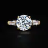 Anillo de Moissanita de 3 Quilates de Fábrica, Plata de Ley S925, Clásico de Moda para Mujer, Anillo de Compromiso Dorado, Venta al por Mayor