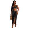 Exclusivo Europeo y Americano Transfronterizo Popular Plisado Sexy Espalda Descubierta Top de Tirantes Traje de Falda Plisada con Abertura Personalización en Lote Pequeño