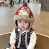 Chapéu Infantil Estilo Coreano Outono e Inverno Chapéu de Lã Quente para Exterior com Adição de Fleece e Espessamento Proteção para Orelhas À Prova de Vento Bonito Chapéu de Tricô Pulôver
