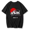 Camiseta JDM Carro Drifting Rx-7 Pôr do Sol Top Masculino Desenho Animado Estampado Algodão Verão Casual Camiseta Gráfica Tamanho UE