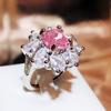 Anel de Flor Taobao Live Rosa Doce Diamante Zircônia Anel de Flor Romântico Joia para Pedido de Dia dos Namorados