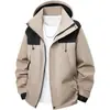 Chaqueta Exterior Estilo Montaña para Hombres y Mujeres, Chaqueta de Montañismo Funcional Impermeable y a Prueba de Viento de Otoño, Chaqueta con Capucha Holgada de Bloques de Color