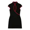 Comércio Exterior Transfronteiriço Verão Novo Estilo Europeu e Americano Moda Feminina Sexy Hot Girl Cor Blocada Acabamento Sem Mangas Vestido Curto