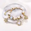 2025 Panjia Nuevo Más Vendido Hermoso Ojo de Gato Circonita Diamante Corazón Estrella Pulsera de Abalorios DIY Mayoreo
