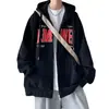 Chaqueta deportiva de otoño para hombre, chaqueta informal con estampado de letras, americana, holgada, con capucha, moda de otoño para hombre