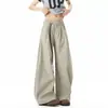 Pantalones casuales de pierna ancha y caída estilo retro americano para hombre, corte recto holgado, elegantes y versátiles para el uso diario, con un diseño distintivo y corte hasta el suelo