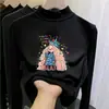 Camiseta térmica infantil de fleece dupla face, novo estilo outono/inverno, camada interna quente e macia para meninas, gola semimangata, top autotérmico