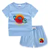 Camiseta de cuello redondo para niños, pantalones cortos, camiseta informal coreana, conjunto de camiseta interior absorbente de sudor, de caramelo, de verano 2023
