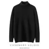 Suéter Masculino de Cashmere 100% Espesso 7 Gauge, Gola Alta, Estilo Quente, Cor Sólida, Malha de Manga Longa 2025