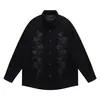 Camisa de Manga Larga Bordada Floral Estilo Retro Americano Yipinjia para Hombre Otoño Pareja Holgada Chaqueta Camisa de Pana Moderna