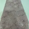 Tela de malla bordada con flor 3D y tela bordada con cuentas y perlas para vestidos de novia, vestidos de gala, vestidos, multicolor en stock