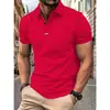 Nueva Camiseta de Verano para Hombre Moda Sencilla Versátil Camiseta de Manga Corta Color Sólido Cuello Solapa Manga Corta