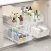 Organizador de Fregadero Extraíble Tocador de Baño Caja de Almacenamiento Debajo del Fregadero Múltiples Niveles Lavabo de Inodoro Cesta Desplegable Estante Escalonado