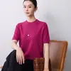Suéter de punto fino para mujer, cuello redondo, manga corta, color liso, versátil, playera base