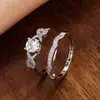 Venda direta da fábrica europeia e americana personalidade simples moda micro-incrustado zircônia diamante sintético anel pedido presente de casamento geração