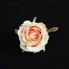 Cabeças de flores de rosa em pintura a óleo artificial, centro de botão de rosa, decoração de parede de rosa, buquê, flor para chapéu, fabricação de flores DIY