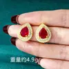 Pendientes de Gota Incrustados de Diamantes de Lujo Ligero Transfronterizos para Mujer, Pendientes de Diseño Brillante de Oro Arena Vietnamita, Joyería Moderna y Duradera