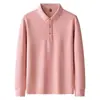 Camisa POLO Cor Sólida Primavera e Outono Unissex Manga Longa Casual Esportiva Simples Respirável Versátil Estilosa Estação