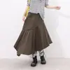 Saia Laranja Infantil # Design Irregular Verde para Mulheres, Caimento Solto, Emagrecedora, Cobre o Corpo, Fashion, Casual, Versátil, Saia de Comprimento Médio