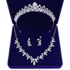 X031 Novo Conjunto de Acessórios de Cabelo para Casamento Coreano Cristal Olho de Cavalo Coroa de Noiva Conjunto de Três Peças com Brincos