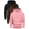 Conjunto de sudadera con capucha y pantalón de chándal de 3 piezas para hombre, adecuado para las temporadas de primavera y otoño, incluyendo sudaderas tipo pullover de color liso.