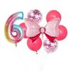 Globo de aluminio con lazo rosa transfronterizo, ideal para fiestas de cumpleaños de bebés de 0 a 9 años.