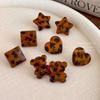 Doce ou Picante~ Brincos de Placa Dourada com Estampa de Leopardo Geométrica Retro Coreana para Outono e Inverno com Resina Personalizada Brincos Modernos