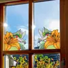 Cbccht106 Adesivo de Vidro para Canto de Janela Floral e de Pássaros Transfronteiriço, Adesivo Colorido Dupla Face Ultra-Transparente Adesivo de Flor para Canto de Vidro Decorativo