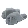 Chinelos Peludos de Tamanho Grande para Mulheres, Chinelos de Algodão para Outono e Inverno, Chinelos de Casa Cruzados com Solado Grosso, Atacado do Fabricante, Antiderrapantes e Espessados