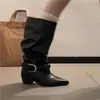 Botas altas de punta muy elegantes para mujer, nuevo modelo primavera-verano 2026, con hebilla de cinturón, botas de montar versátiles de caña alta, botas de tacón de bloque
