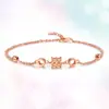 Pulsera de Cintura Delgada para Mujer Plata de Ley S925 Color Oro Rosa Mismo Estilo de Tiktok Xiaohongshu Pareja Letra H Estilo Europeo y Americano