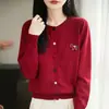 Cárdigan abrigo suéter para mujer, estilo coreano, con botones de poni, primavera 2026, prendas de punto para mujer, cuello redondo, nuevo modelo transfronterizo
