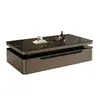 Mesa de centro de vidro temperado de luxo leve, adequada para salas de estar, com design simples, grande capacidade de armazenamento e formato retangular, ideal para apartamentos pequenos