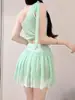 2026 Nuevo Estilo Falda-Estilo de un Hombro Puro y Sexy Conjunto Traje de Baño para Resort de Aguas Termales en la Playa para Niñas