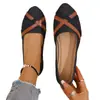 Nuevos Zapatos de Trabajo Planos de Mezclilla de Talla Grande con Boca Baja para Mujer, Zapatos de Trabajo Cruzados con Correa Cruzada, Slip-On, Punta Redonda, Comercio Exterior Wish