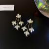 Diseño Nicho Pendientes Únicos de Flor y Perla para Mujer Exquisitos Nuevos Pendientes Sensación de Alta Gama Pendientes Dopamina de Plata Esterlina para Mujer