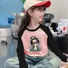 Ropa interior térmica de forro polar para niñas Otoño Invierno Estilo Nuevo Ropa interior para niños medianos y grandes Camiseta de manga larga con bloques de color cálido y elegante Parte superior de cuello redondo
