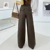 Pantalones Rectos de Lana a la Moda para Mujer, Nuevo Estilo Otoño/Invierno 2026, de Cintura Alta, que Cubren la Cadera, Casual, Versátil, para el Trabajo, Pantalones de Pierna Ancha