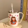 Un Juego de Cuatro Vasos para Enjuague Bucal Familiar para Uso en Casa 304 Lindos de Acero Inoxidable para Niños Apariencia Elegante Pareja Cepillado de Dientes y Lavado Dibujos Animados Ins