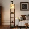Lámpara de pie estética de la dinastía Song, estante lateral para sofá de sala de estar de estilo chino con luz ambiental decorativa integrada, lámpara de mesa de pie para sala de té