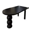 Mesa de Jantar e Cadeiras Simples Francesas de Madeira Maciça Preta Estilo Nórdico Meio do Século Mesa de Jantar Semi-Oval tipo Ilha Contra a Parede Mesa Longa Criativa