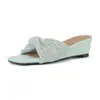 Sandalias de Verano Estilo Fresco Tejidas de Punta Cuadrada sin Cierre para Mujer, Sandalias de Cuña Estilo Vacaciones de Verano para Exteriores, Zapatos de Playa