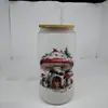 Copo Mason Jar de Vidro 16oz para Cerveja Cola Água com Logotipo Personalizado de Natal em Estoque Transfronteiriço Sublimação