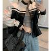Chaqueta de Motocicleta Retro Americana Versátil Delgada Cortavientos Solapa Chaqueta de Moda Patchwork Holgada Bordada Abrigo Uso Bidireccional